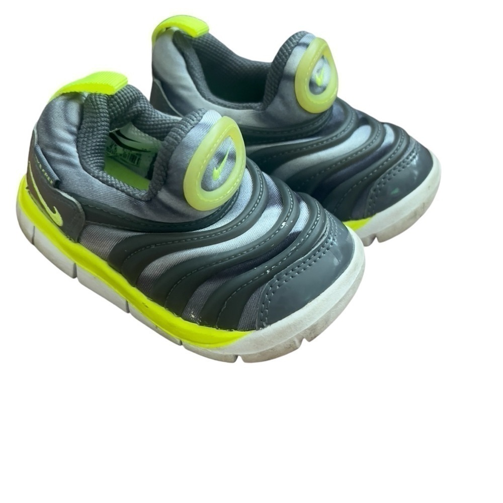 Nike Baby Toddler Boys Dynamo Free Sneaker Walker Shoes Sz 5 Grey Neon Green